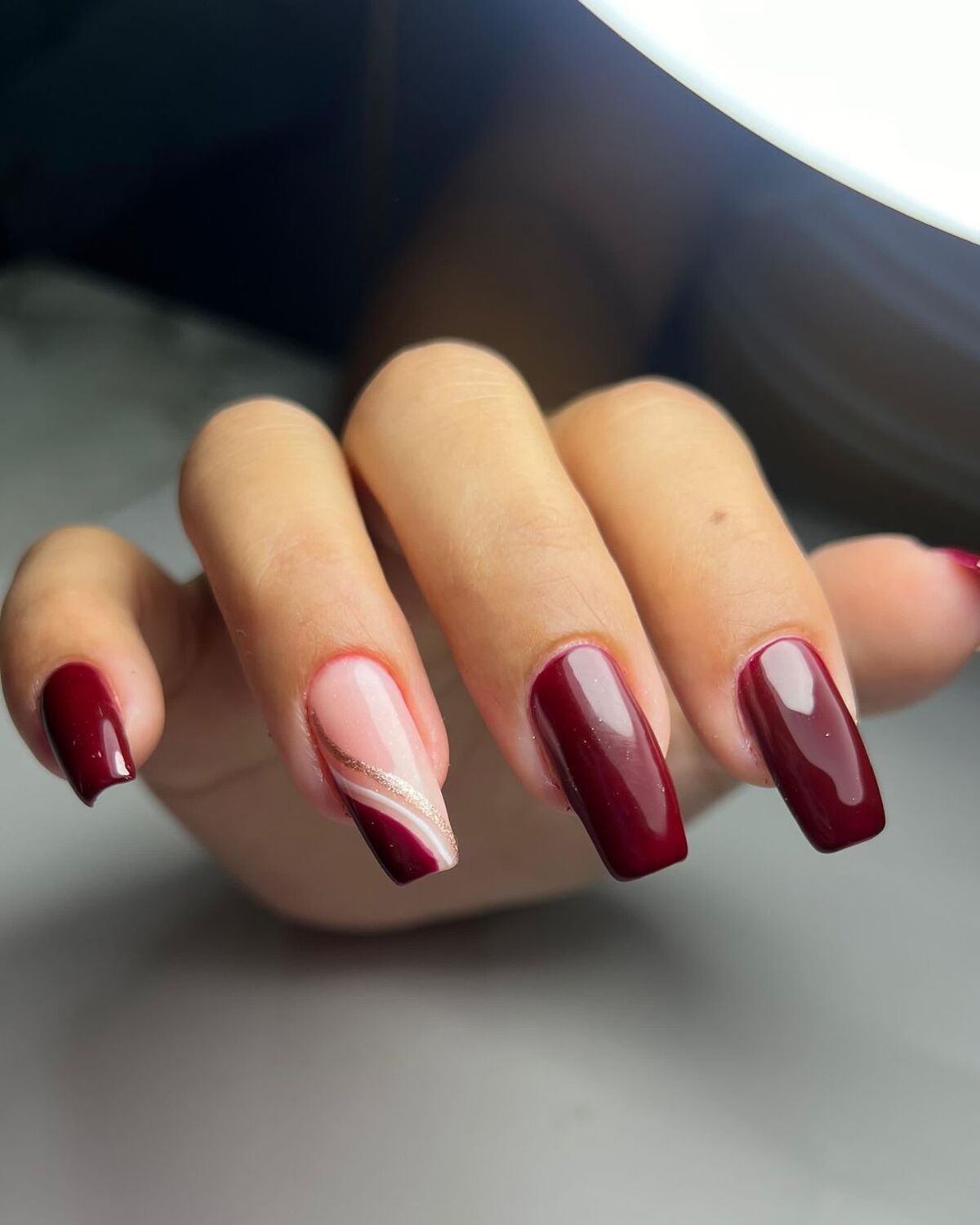 7. Rich Burgundy with Subtle Nude Accents