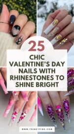 25 Cute Valentine S Day Nail Art With Rhinestones And Glitter For A Glam Look 3