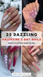 25 Cute Valentine S Day Nail Art With Rhinestones And Glitter For A Glam Look 4