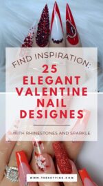 25 Cute Valentine S Day Nail Art With Rhinestones And Glitter For A Glam Look 5