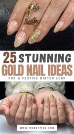 25 Glamorous Gold Winter Nail Ideas To Sparkle Your Holiday Season 2