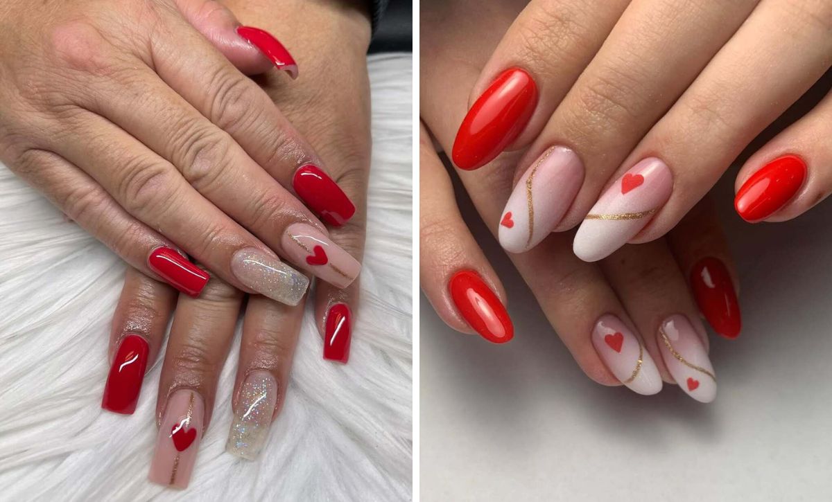 26 Red And Gold Valentine’s Day Nails For An Eye Catching Manicure