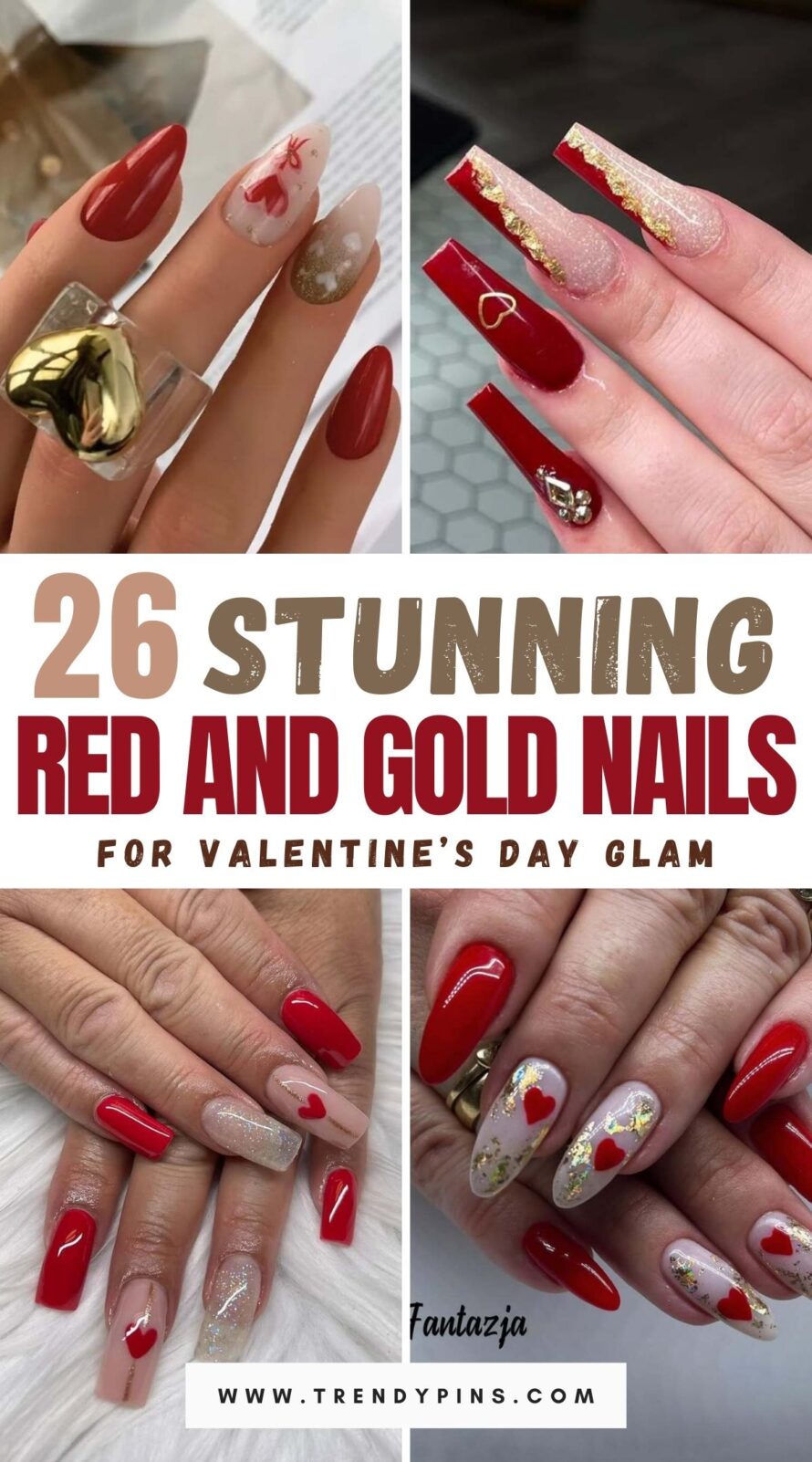 26 Red And Gold Valentine S Day Nails For An Eye Catching Manicure 1