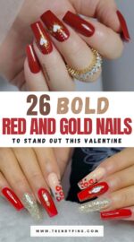 26 Red And Gold Valentine S Day Nails For An Eye Catching Manicure 2