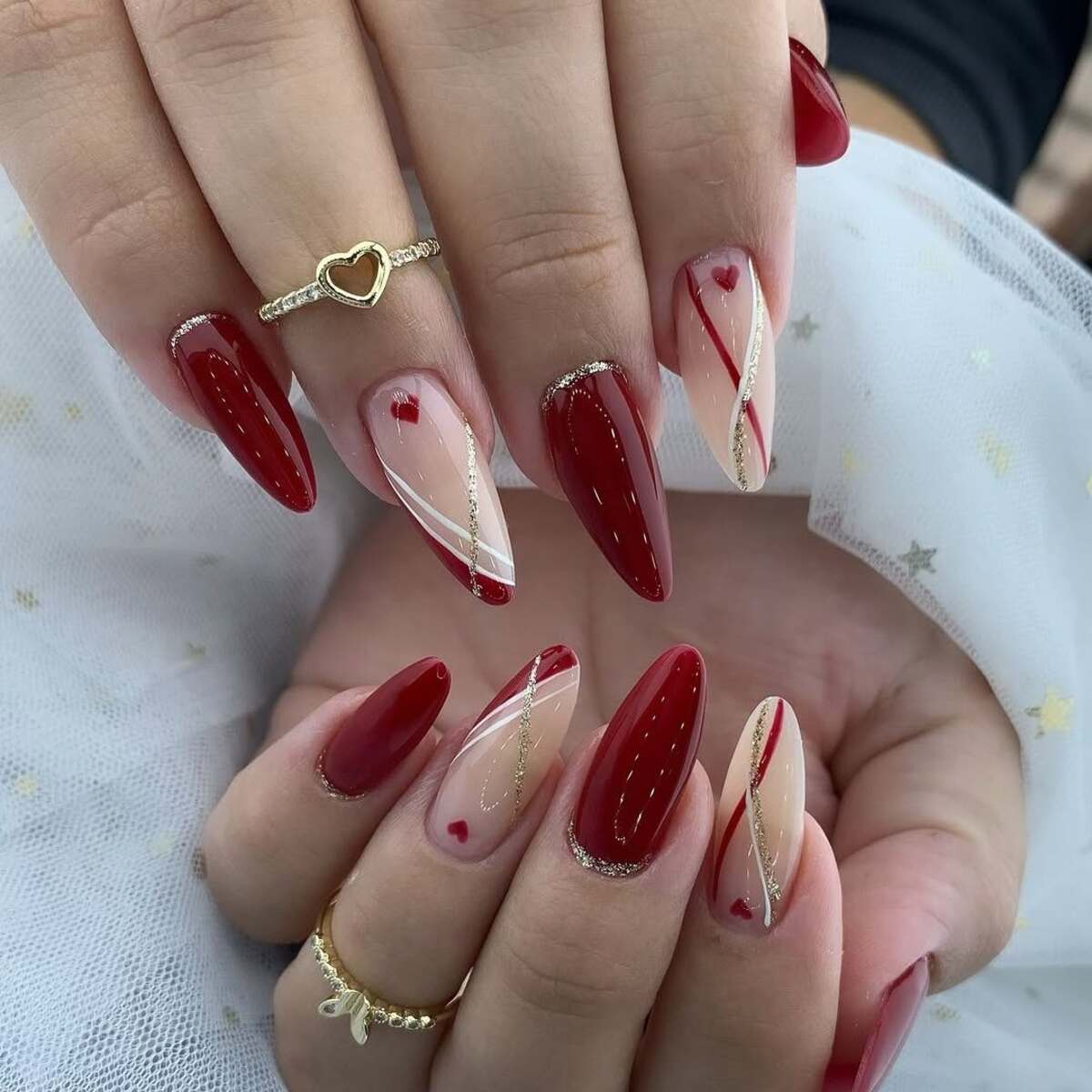 Red And Gold Valentine’s Day Nails 1