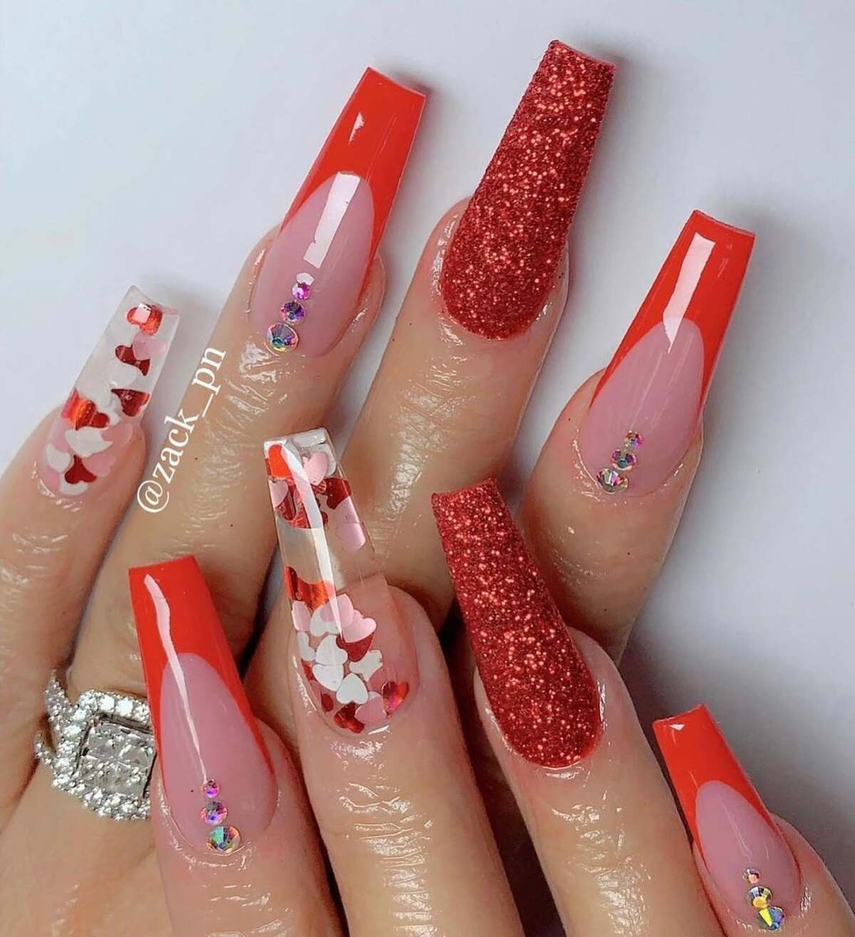 20. Classic Red Glitter with Rhinestone Details