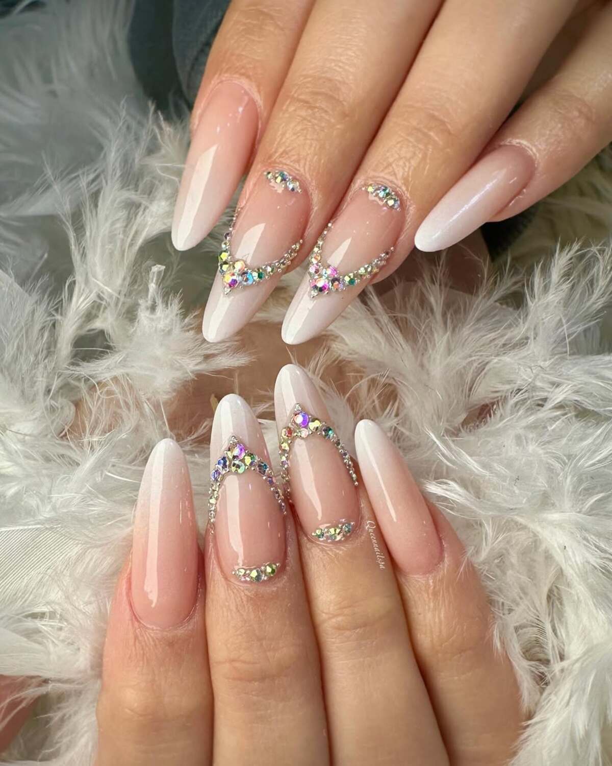 11. Iridescent Arches on Almond Nails