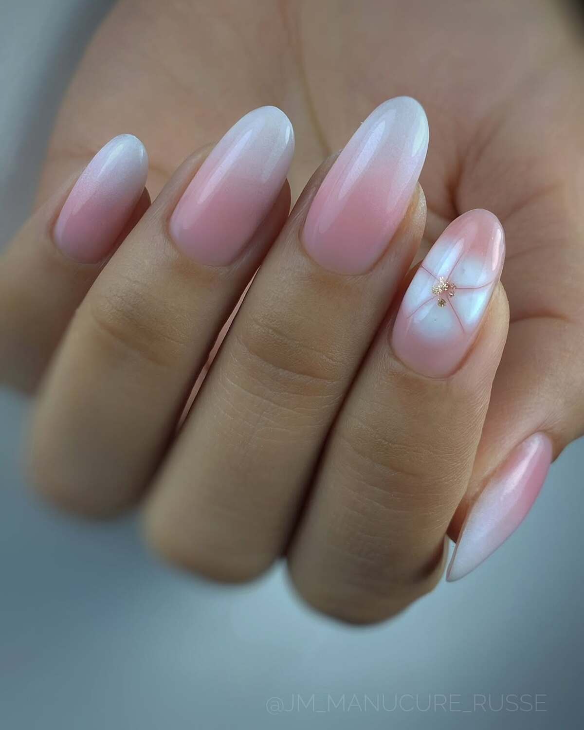 21. Soft Pink Ombré with a Delicate Crystal Accent