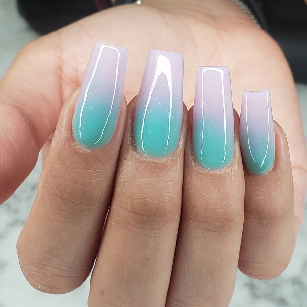 22. Aqua and Lilac Ombré for a Refreshing Look