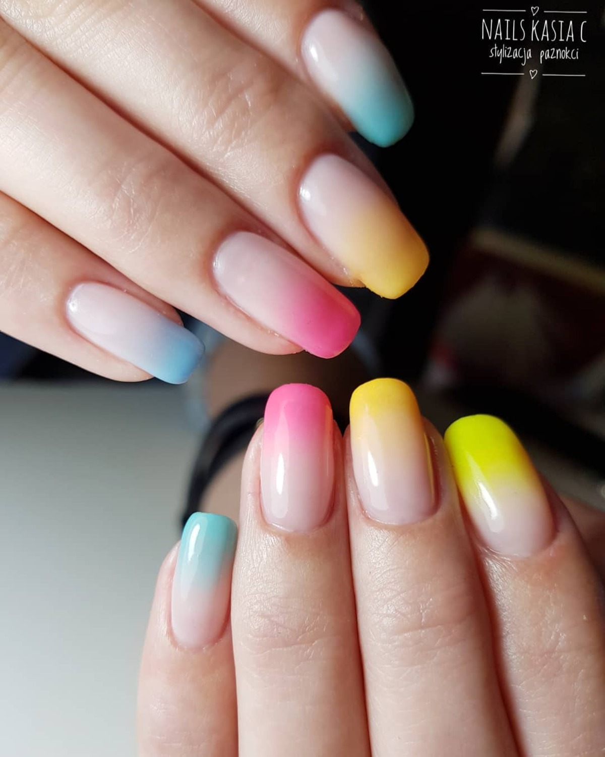 24. Vibrant Rainbow Ombre for a Playful Touch