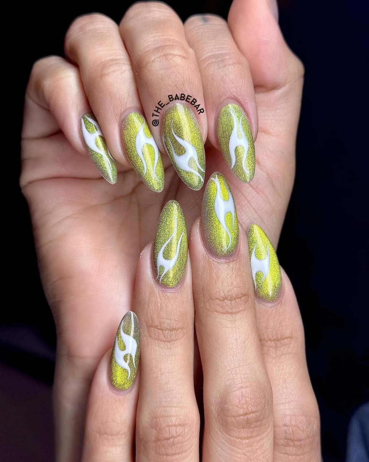 21. Neon Lime Flames with a Shimmering Glow