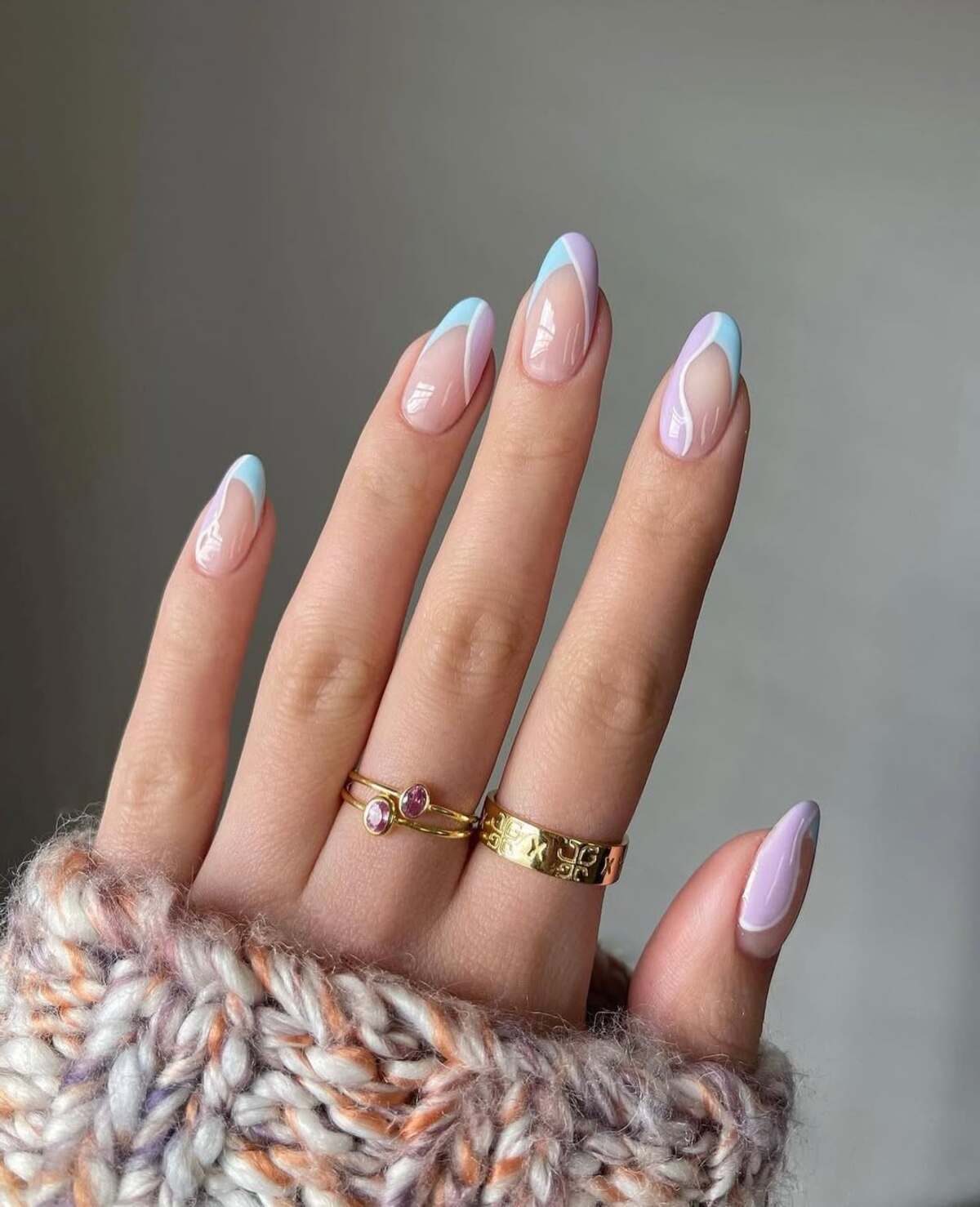 10. Two-Tone French Manicure in Soft Pastels