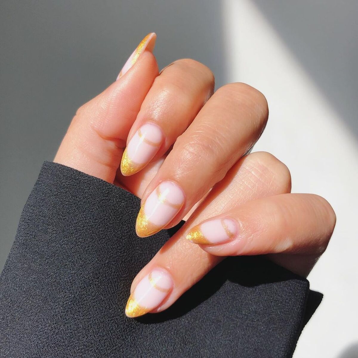 15. Gilded Minimalist French Tips