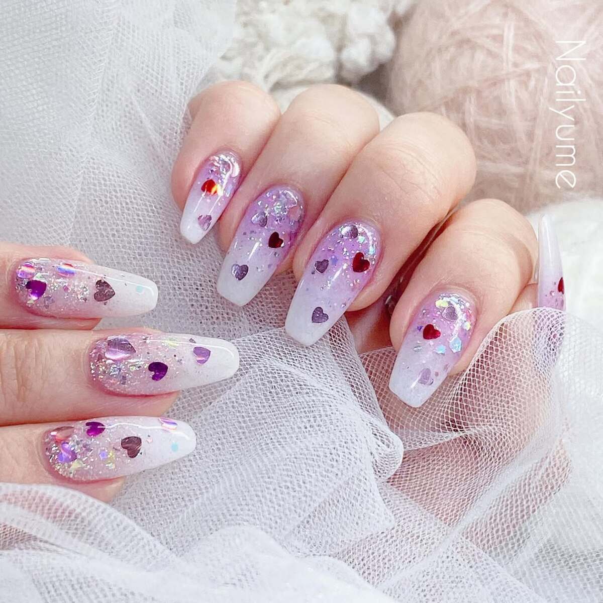 15. Pastel Ombre with Romantic Purple Glitter