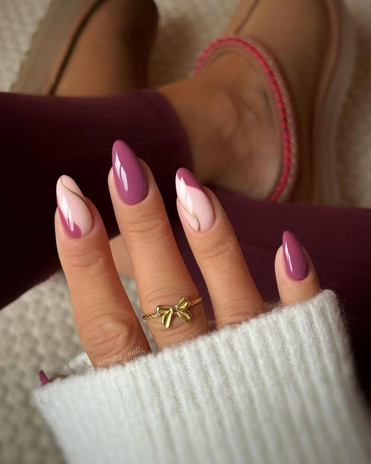 1. Mauve Tones with Delicate Gold Accents