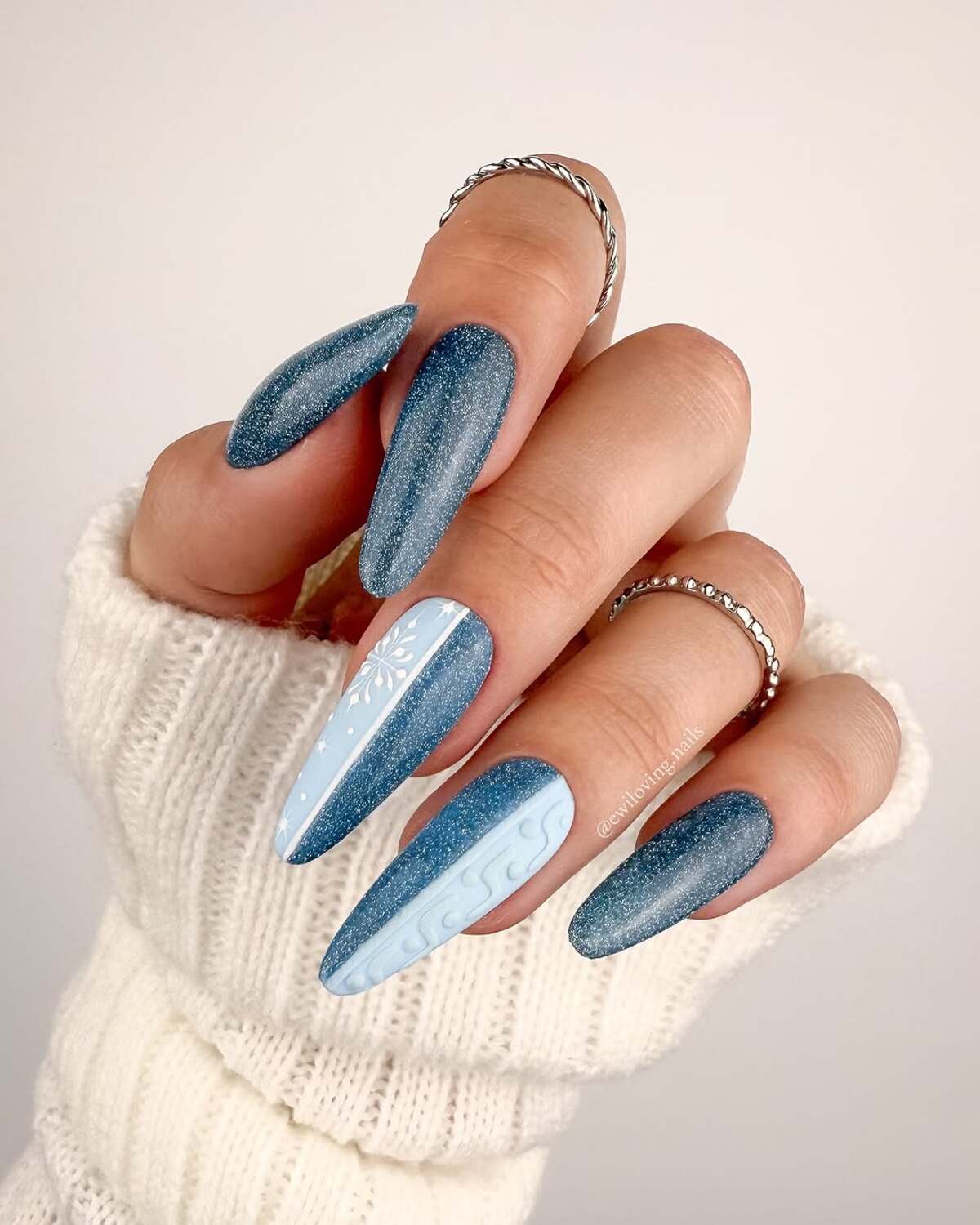 11. Frosty Blue Glitter with Winter Patterns