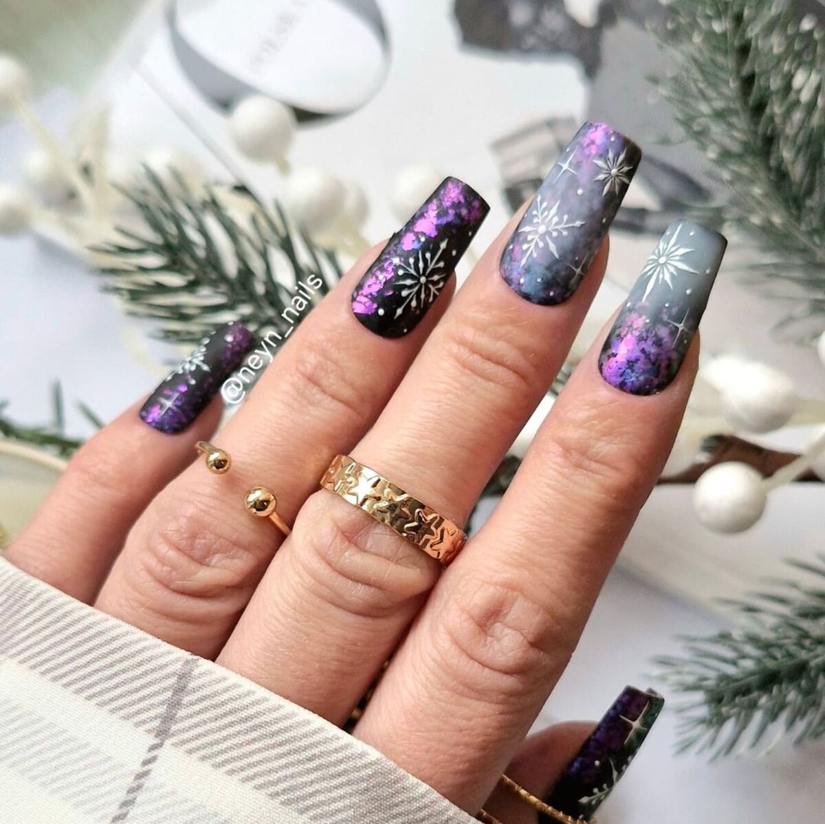 17. Cosmic Winter Night Nail Art