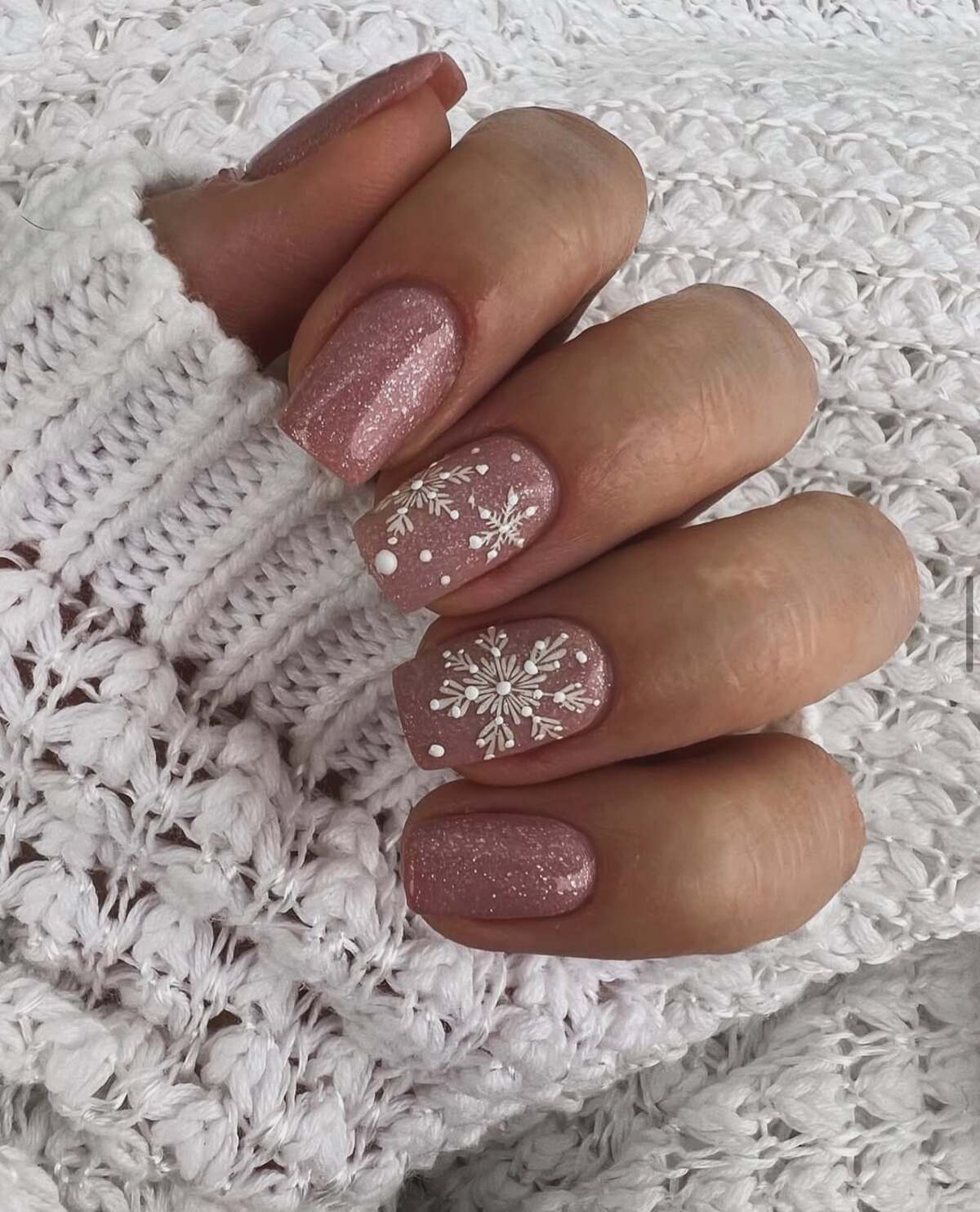 1. Sparkling Snowflakes on Frosted Pink