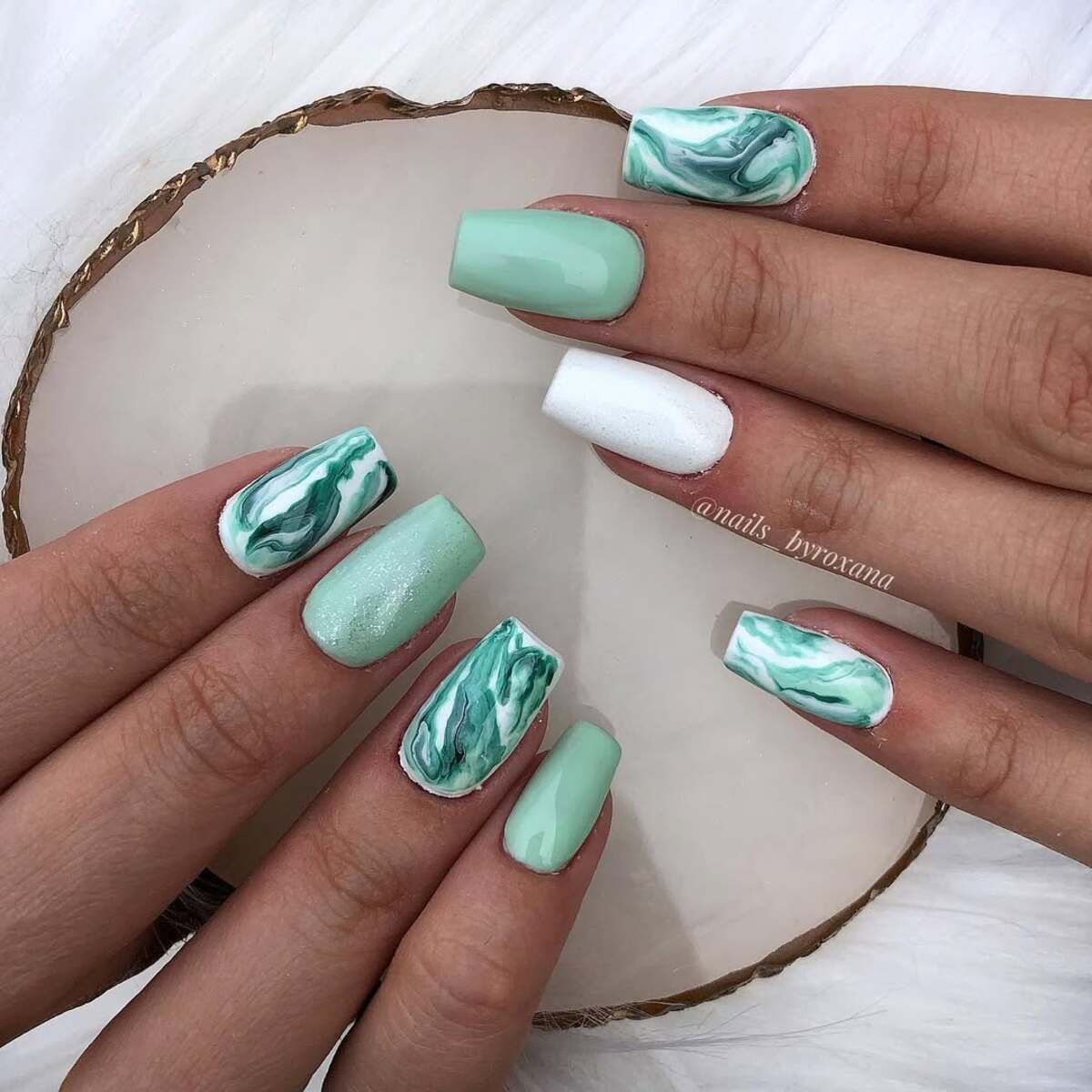 12. Marble Swirls in Mint and White