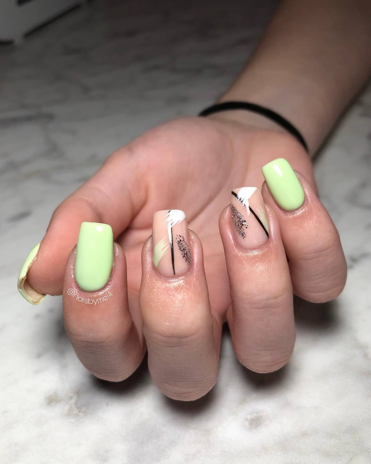 17. Geometric Pastel Green with Minimalist Stripes