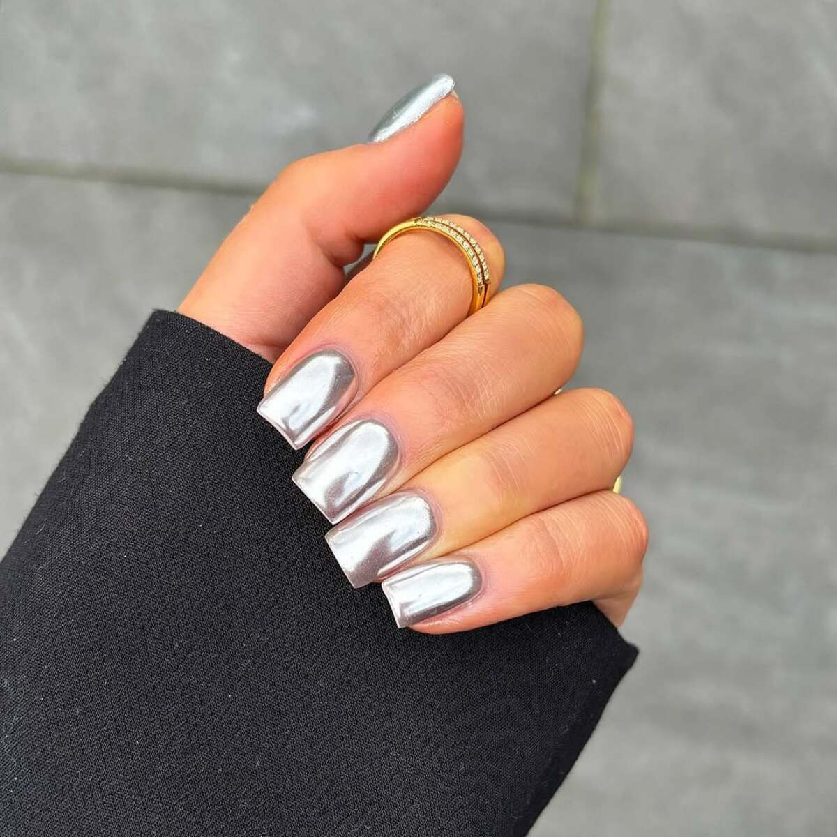 11. Sleek Mirror Shine on Square Nails