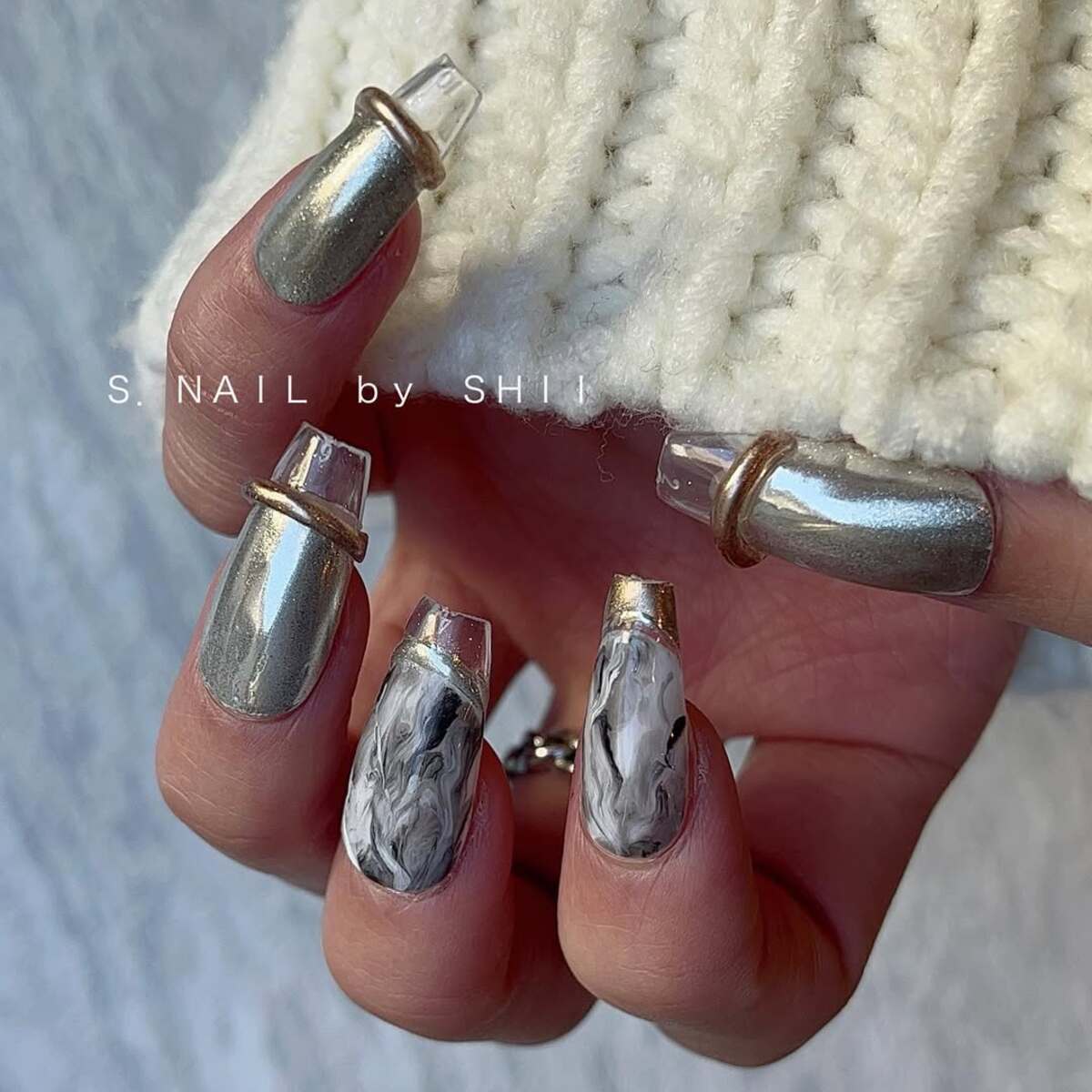 5. Metallic French Tips with a Twist