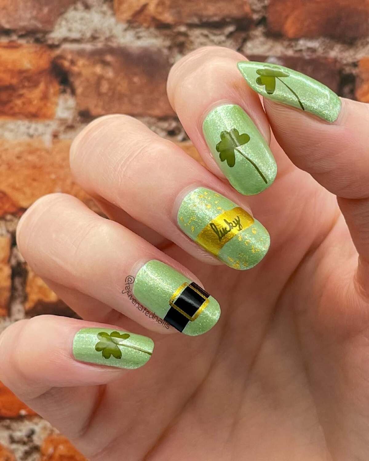 1. Vibrant Shamrock Nails with a Touch of Luck