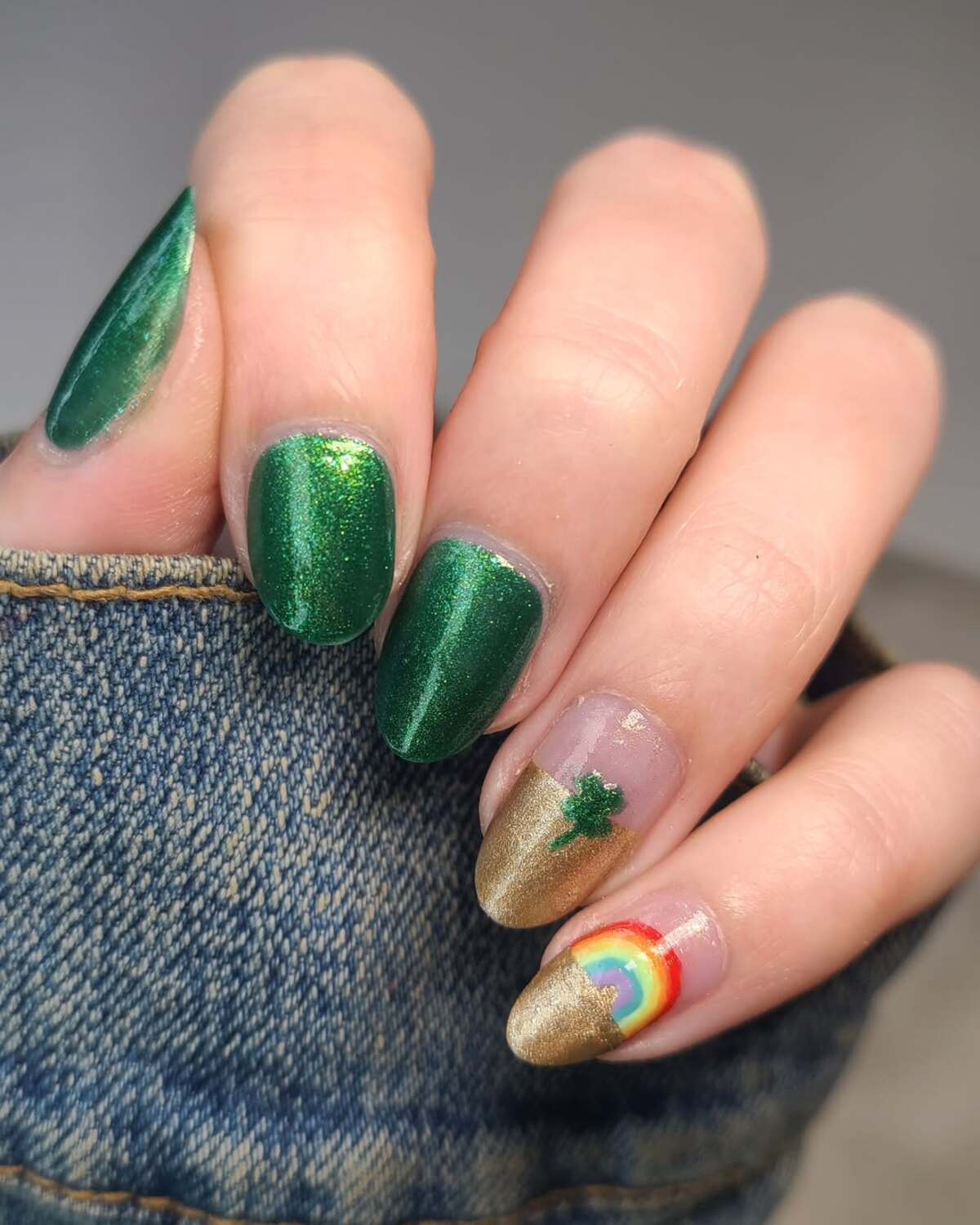 21. Golden Accents with Rainbow Charm