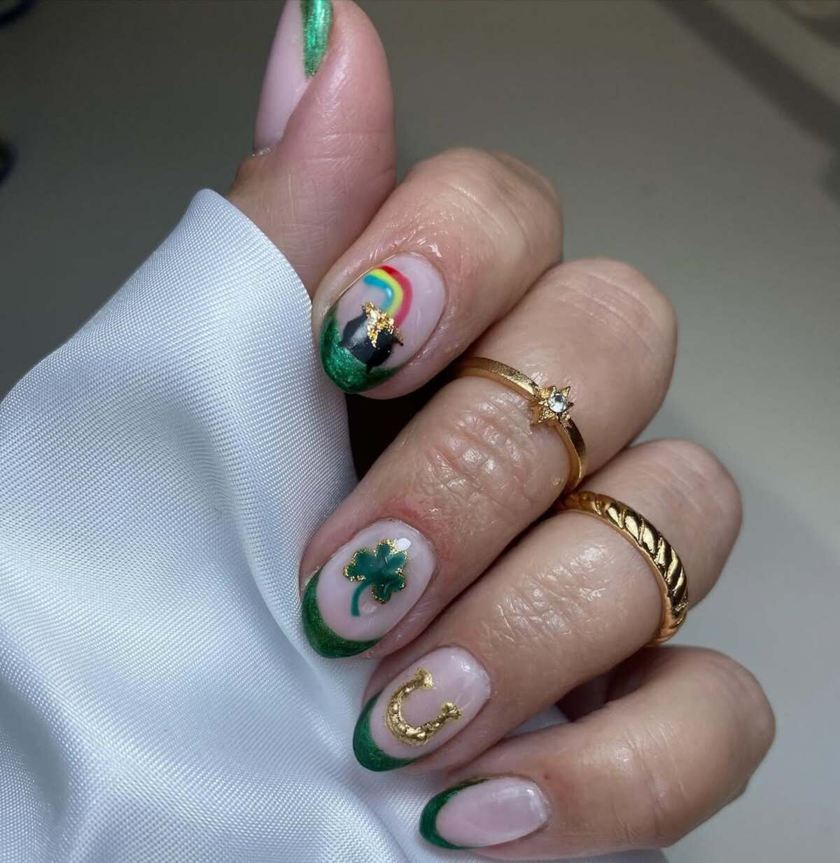 4. French Tips with St. Patrick’s Day Flair