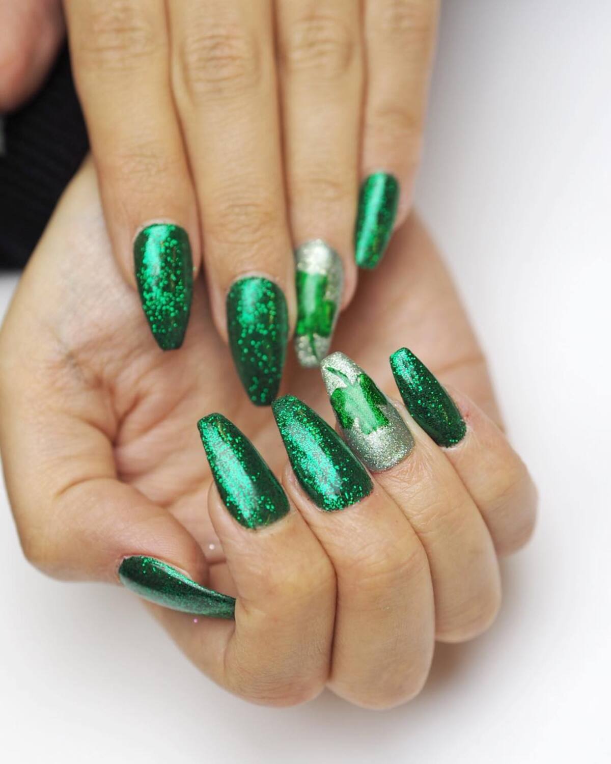 25. Glittering Green with Silver Shamrock Glam