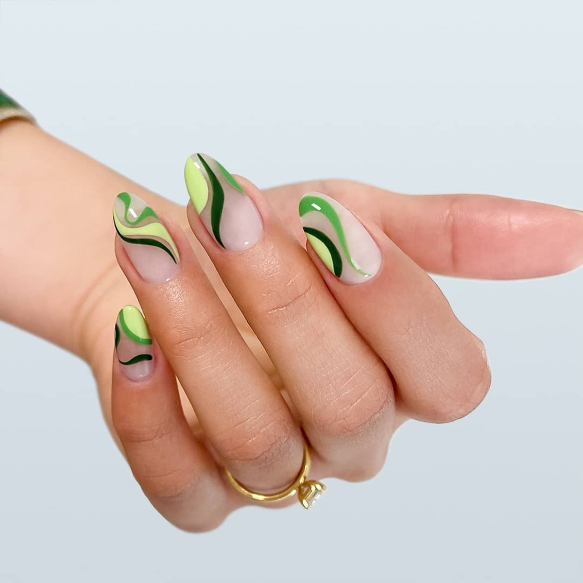 10. Vibrant Green Swirls for a Modern Statement