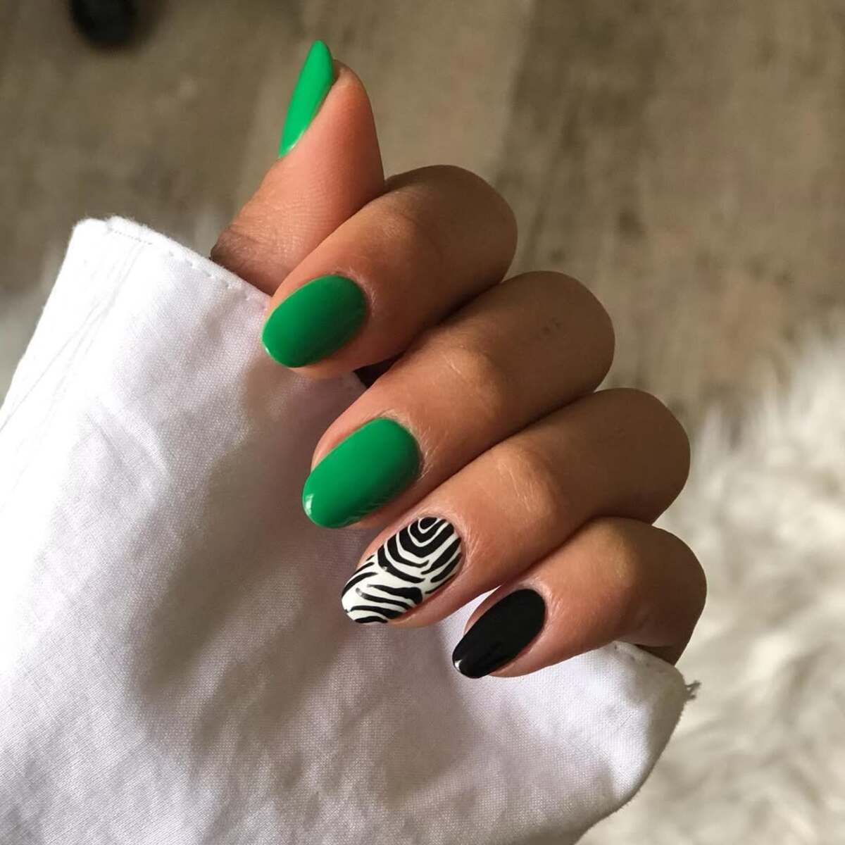 17. Vibrant Green and Zebra Stripes