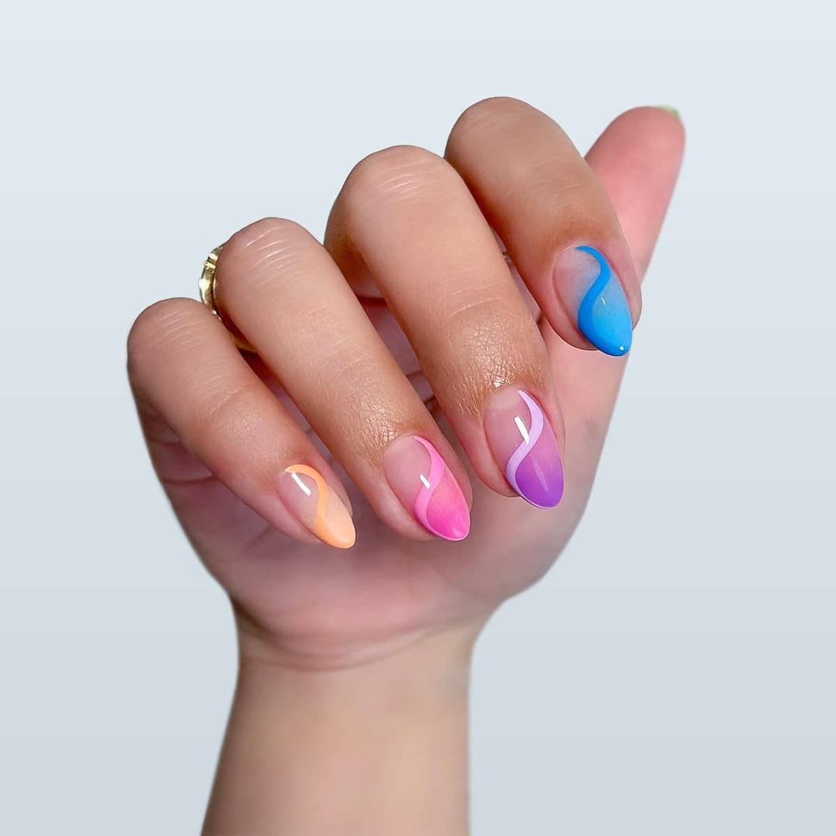 18. Rainbow Ombré with Delicate White Waves