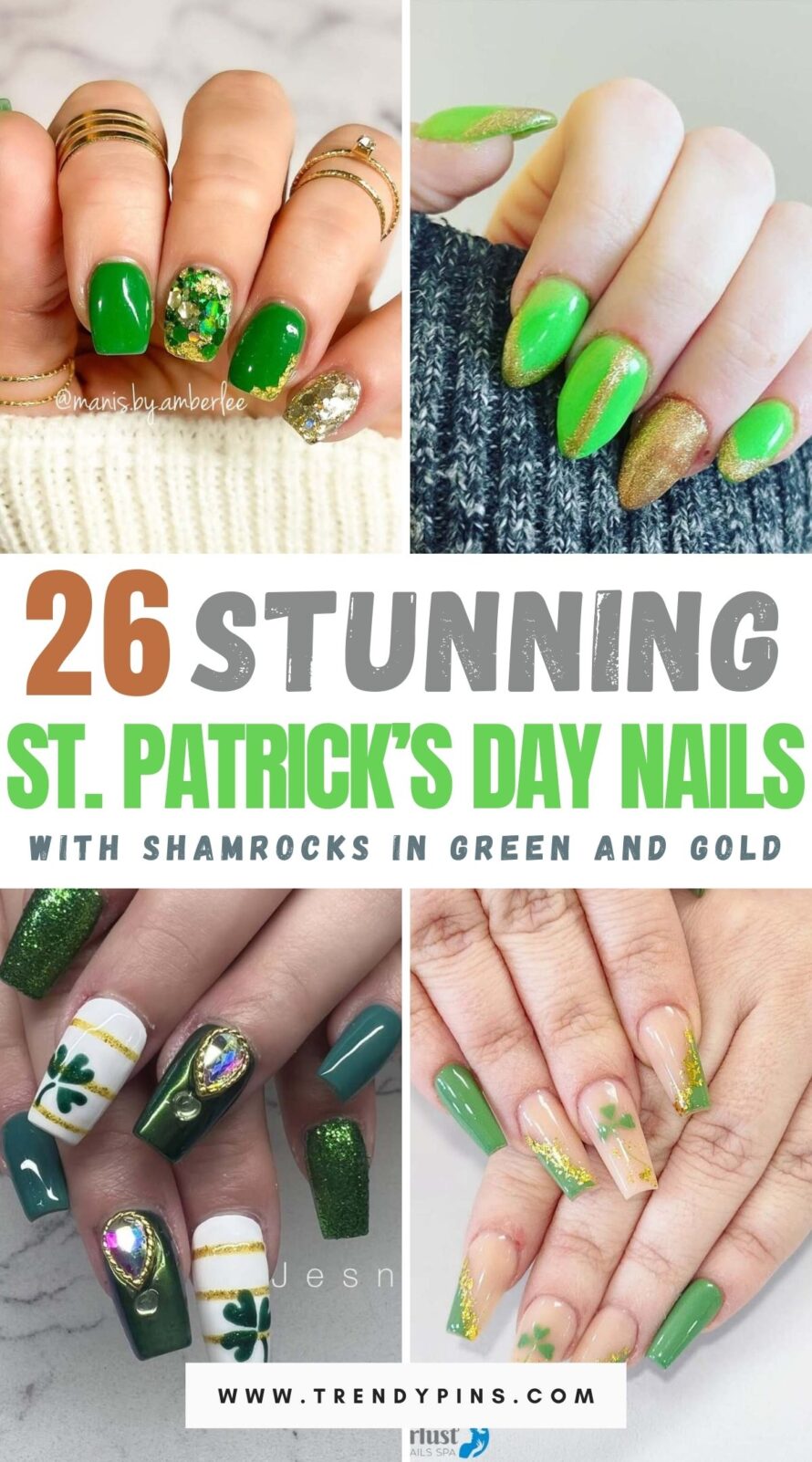 26 St Patrick S Day Shamrock Nail Designs In Green And Gold To Bring You Luck 1