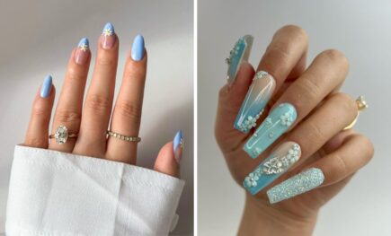 27 Early Spring Nail Trends With Nude And Soft Blue Tones For A Clean Look