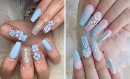 28 Matte Spring Nail Ideas Featuring Soft Blue And Nude Shades