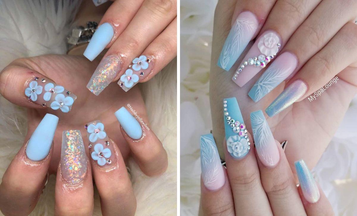 28 Matte Spring Nail Ideas Featuring Soft Blue And Nude Shades