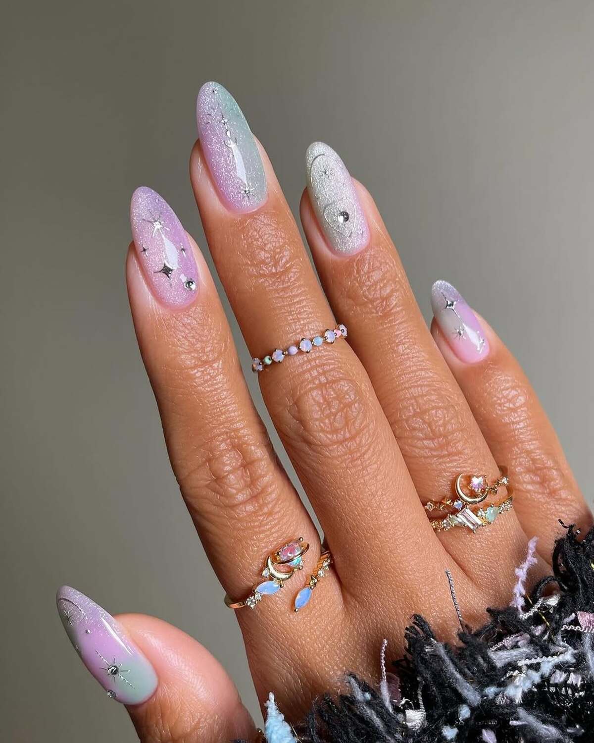 23. Celestial Pastel Gradient with Rhinestones