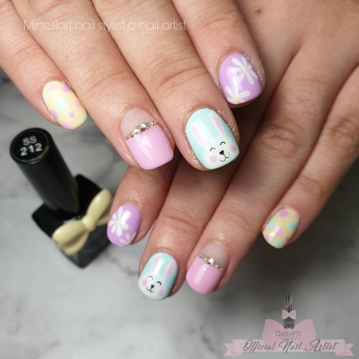 15. Cute Cartoon Bunnies and Pastel Polka Dots