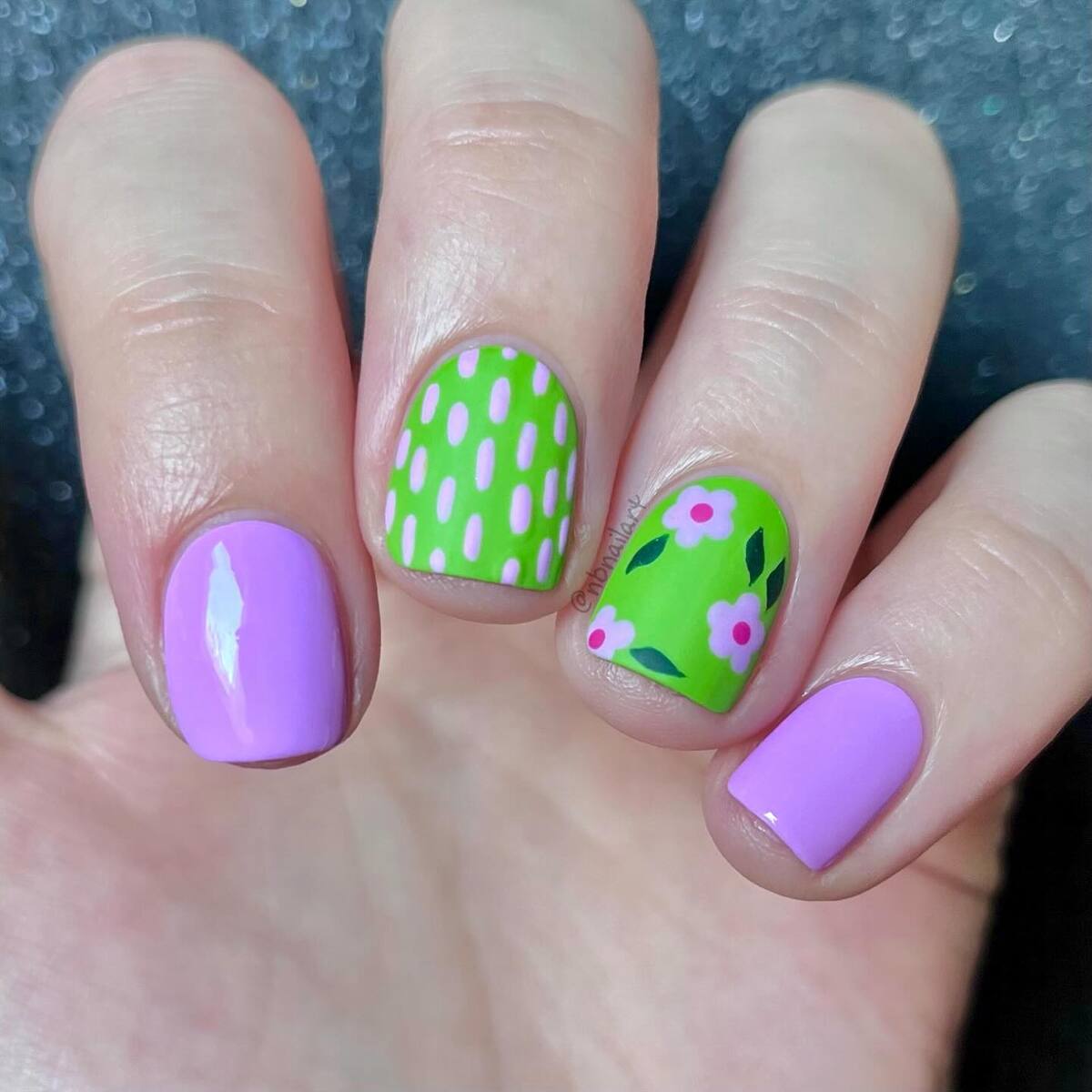 26. Bold Retro Green and Lavender Patterns