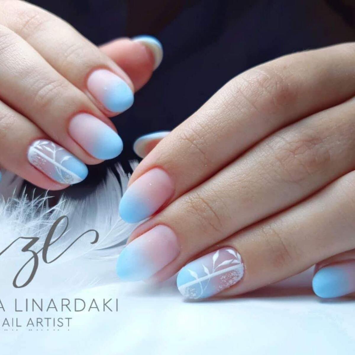 1. Soft Blue Ombre with Delicate White Details