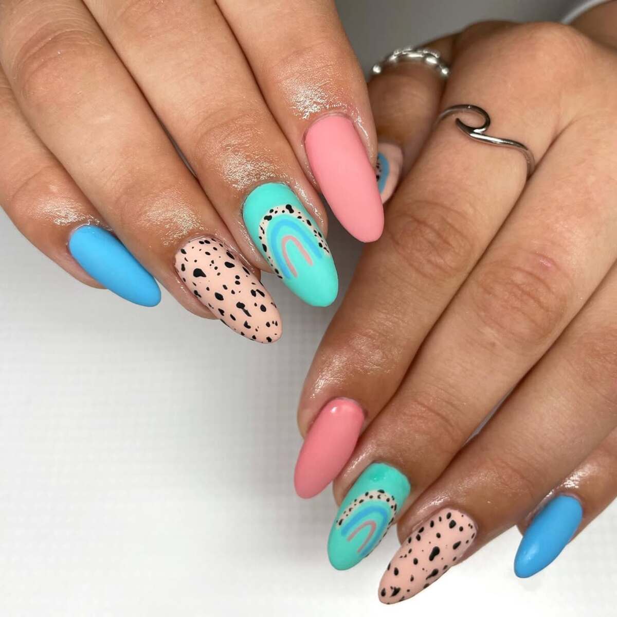 17. Playful Pastels with Rainbow and Dots